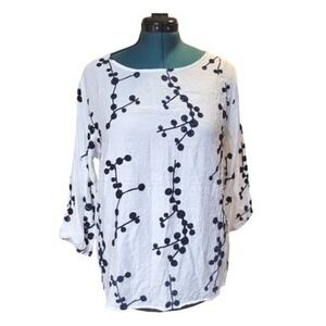 Kindred Women's White Branch Dot Print 3/4 Sleeve Tunic Top Plus Size XL